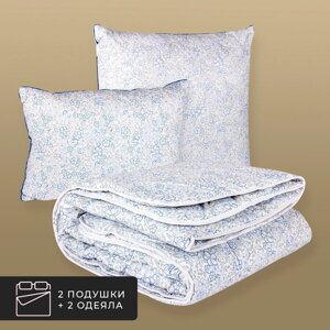 Набор 2 одеяла + 2 подушки Альпийский лен, льняное волокно в хлопковом тике (140х200-2 шт, 50х70-2 шт)