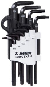 Набор ключей Unior 220/7TXPH с профилем Torx (черный)