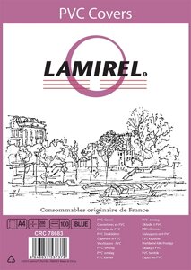 Обложки для переплета Lamirel A4, пластик, 200г/м²100шт., синие, прозрачные, Fellowes (LA-78683)