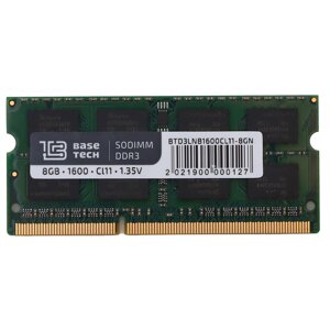 Память DDR3l sodimm 8gb, 1600mhz, CL11, 1.35 в, basetech (BTD3lnb-1600-CL11-8GN) bulk (OEM)