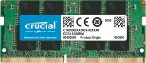 Память DDR4 sodimm 16gb, 3200mhz, CL22, 1.2 в, crucial (CT16G4sfra32A)