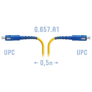 Патч-корд оптический SNR, SC/UPC-SC/UPC, одномодовый, G. 657. A1, одинарный, 50см, желтый (SNR-PC-SC/UPC-A-0.5m)