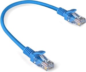 Патч-корд UTP кат. 5e, 0.3 м, RJ45-RJ45, синий, CCA, exegate UTP-RJ45-RJ45-5e-0,3M-BL (EX258667RUS)