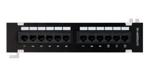 Патч-панель настенная, порты: 12 x RJ-45 кат. 5e, черный, EC-UWP-12-UD2, netlan (EC-UWP-12-UD2)