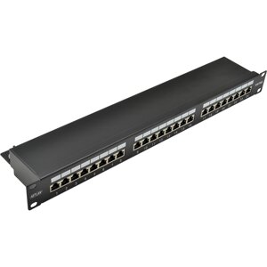 Патч-панель в шкаф 19" 1U, порты: 24 x RJ-45 кат. 5e, экранированная, черный, EC-URP-24-SD2, NETLAN (EC-URP-24-SD2)