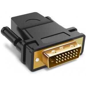 Переходник (адаптер) HDMI (19F)-DVI-D (25M), экранированный, черный KS-is (KS-470)