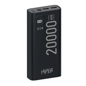 Портативный аккумулятор (Powerbank) HIPER EP 20000, 20000mAh, 3xUSB, 5A, Type-C, QC, PD, черный (EP 20000 BLACK)