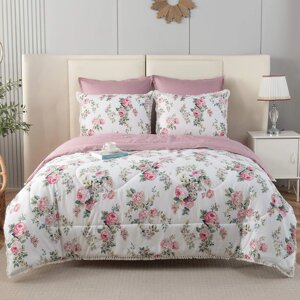 Постельное белье с одеялом-покрывалом Бернадетт цвет: розовый, белый (1.5 сп)