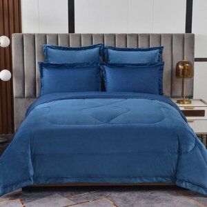 Постельное белье с одеялом-покрывалом Энрике цвет: синий (евро)