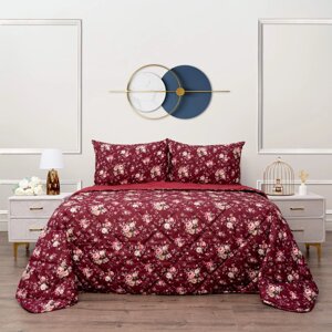 Постельное белье с одеялом-покрывалом Массимо цвет: бордовый (евро)