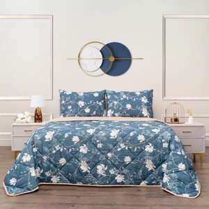 Постельное белье с одеялом-покрывалом Массимо цвет: синий (семейное)