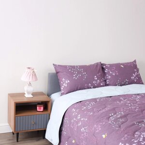 Постельное белье с одеялом-покрывалом Мелвин Siberia цвет: фиолетовый, серый (евро)