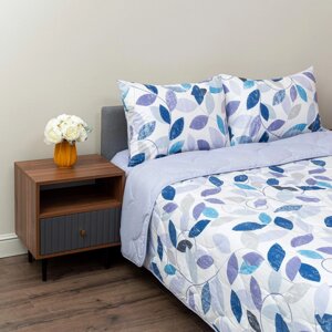 Постельное белье с одеялом-покрывалом Мелвин Siberia цвет: голубой (1.5 сп)