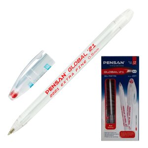Ручка шариковая Pensan GLOBAL, красный, пластик, колпачок, блистер (2221-3RED)