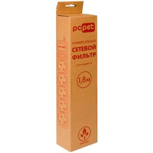 Сетевой фильтр PC PET, 5-розеток, 1.8 м, для ИБП, черный (AP01006-E-B (K