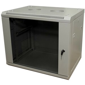 Шкаф телекоммуникационный настенный 9U 600x350 мм, стекло/металл, серый, разборный, Neomax NCB-WM9U-6035GK3-100-GY (NCB-WM9U-6035GK3-100-GY)