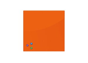 Стеклянная магнитно-маркерная доска_45x45 см, оранжевая, 3 магнита (236738)