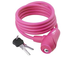 Велозамок M-wave ACME, комплект ключей, трос 8x1500 мм (розовый)