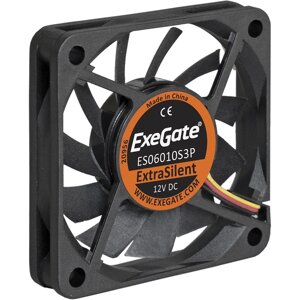 Вентилятор ExeGate ExtraSilent ES06010S3P, 60 мм, 3000rpm, 23 дБ, 3-pin, 1шт (EX283368RUS)