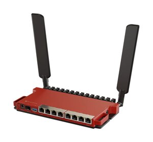 Wi-Fi роутер MikroTik L009UiGS-2HaxD-IN, 802.11b/g/n/ax, 2.4 ГГц, до 574 Мбит/с, LAN 8x1 Гбит/с, WAN 1x2.5 Гбит/с, внешних антенн: 2x4 дБи, 1xUSB 3.0 (L009UiGS-2HaxD-IN)