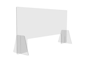 Защитный экран для рабочего места_BSL с окном, две опоры, акриловое стекло, 120x75 см, 50x12 см, 4 мм