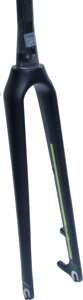 Жесткая карбоновая вилка Format 5343 1-1/8-1.5 28 (черный матовый / зеленый 183 мм эксцентрик 9 мм шток 1 1/8-1.5 (28.6 мм - 38.1 мм), карбон для дисковых тормозов)