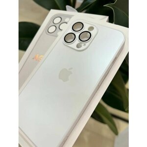 (AG) Чехол матовый IPhone 14 Pro Max белый с защитой на линзах