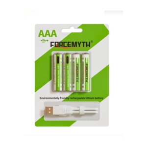 Аккумуляторные батарейки AAA 1,5V 600 mWh ( 4 шт.) с USB кабелем.