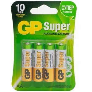 Алкалиновые батарейки Gp Super Alkaline 15а аa - 4 шт. на блистере