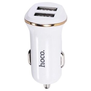 Автомобильное зарядное устройство Hoco Z1 White зарядка 2.1А 2 USB-порта, белый