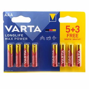Батарейка AAA щелочная Varta LR3-8BL Longlife Max Power (Max Tech 4703) в блистере 8шт.