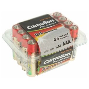 Батарейка алкалиновая Camelion Plus Alkaline, AAA, LR03-24BOX (LR03-PB24), 1.5В, набор 24 шт. В упаковке шт: 1