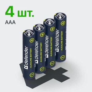 Батарейка Defender алкалиновая AAA LR03, в упаковке: 4 шт.
