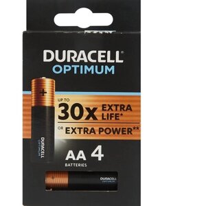 Батарейка Duracell Optimum AA (R6, LR6, FR6, HR6, ZR6), 4шт.