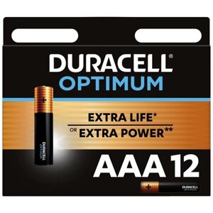 Батарейка Duracell Optimum AAA, в упаковке: 12 шт.