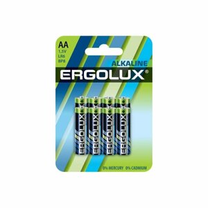 Батарейка Ergolux Alkaline 8шт/бл (LR6 BP8, 1.5В) (14815), 1840413