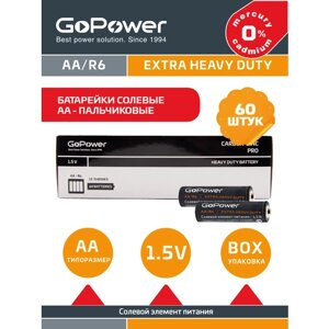 Батарейка GoPower R6 AA Shrink 4 Heavy Duty 1.5V - упаковка 60 шт.