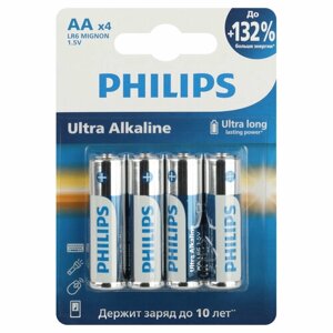 Батарейка Philips Ultra АА пальчиковая LR6 1,5 В (4 шт.) (Б0062694)
