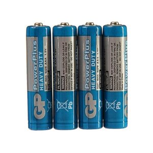 Батарейка солевая GP PowerPlus Heavy Duty, AAA, R03-4S, 1.5В, спайка, 4 шт.