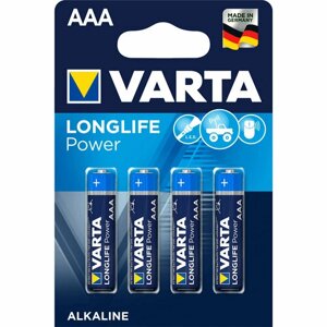 Батарейка varta longlife POWER (HIGH energy) LR03 AAA BL4 alkaline 1.5V (4903) (4/40/200) varta longlife POWER LR03 AAA (04903121414)