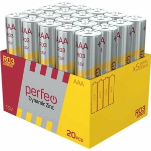 Батарейки AAA Perfeo Dynamic Zinc, 20 штук в упаковке