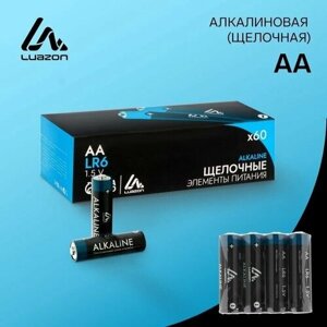 Батарейки алкалиновая (щелочная) LuazON, AA, LR6, спайка, 4 шт