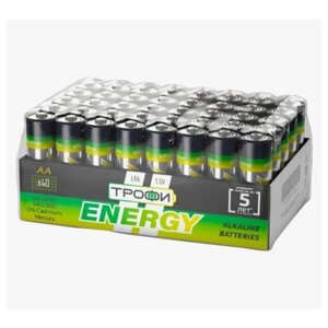 Батарейки Алкалиновые Трофи Power Super Alkaline LR6 тип AA пальчиковые элементы питания усиленные в экономной упаковке годовой запас 40 шт