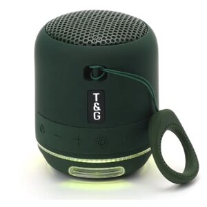 Беспроводная Колонка с Подсветкой / Bluetooth 5.1 Качественный Звук и стильный дизайн / Радио FM / TF / USB / AUX / Мощный Аккумулятор / Темно Зеленая
