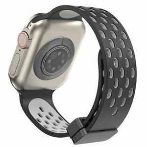 Браслет с магнитной застежкой для Apple Watch 38/40/41 (черный/серый)