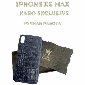 Чехол для iPhone XS Max, натуральная кожа крокодила, KARO EXCLUSIVE, черный