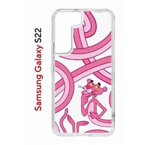 Чехол для Samsung Galaxy S22 Kruche Print Розовая Пантера, противоударная пластиковая накладка с рисунком, силиконовый бампер с защитой камеры, кейс