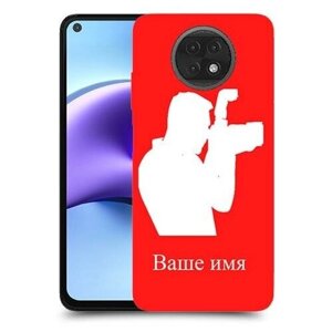 Чехол для Xiaomi Redmi Note 9T 5G с дизайном и вашим именем Фотограф мужчина цвет Красный