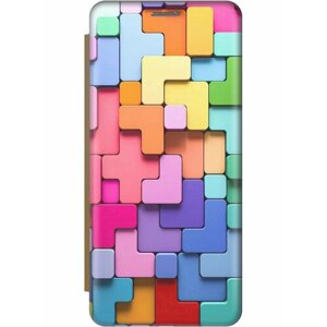 Чехол-книжка на Apple iPhone 11 Pro / Эпл Айфон 11 Про с рисунком "Паттерн из блоков" золотистый
