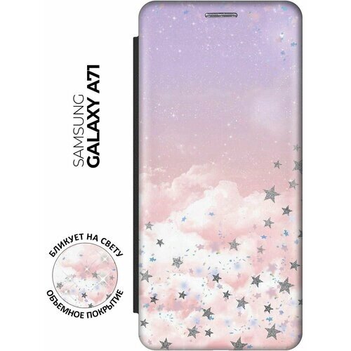 Чехол-книжка Небо в звездах на Samsung Galaxy A51 / Самсунг А51 с эффектом блика черный